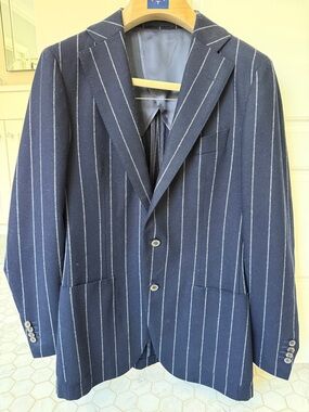 Suitsupply Navy Wool Pinstripe Sport Coat Blazer